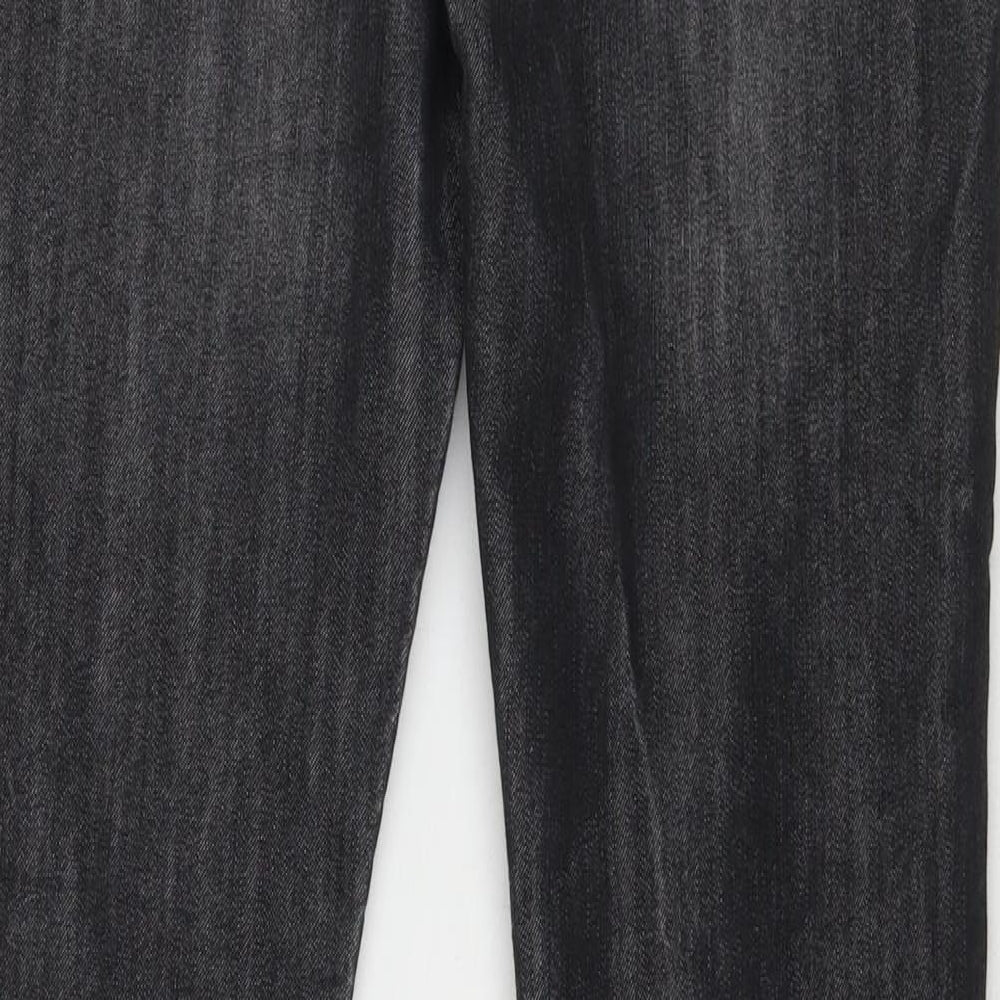 Marks and Spencer Boys Grey Cotton Straight Jeans Size 13-14 Years L31 in Regular Drawstring