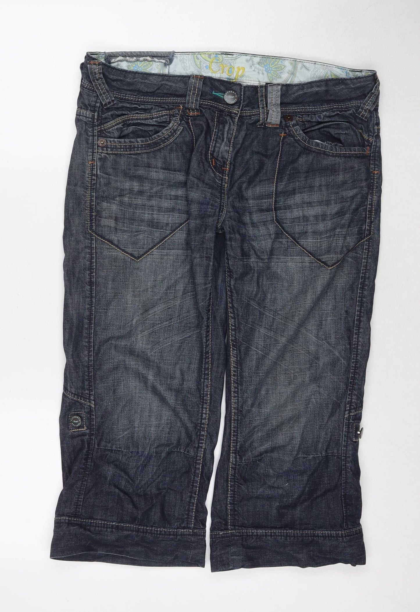 NEXT Womens Blue Cotton Boyfriend Jeans Size 14 L20 in Regular Zip