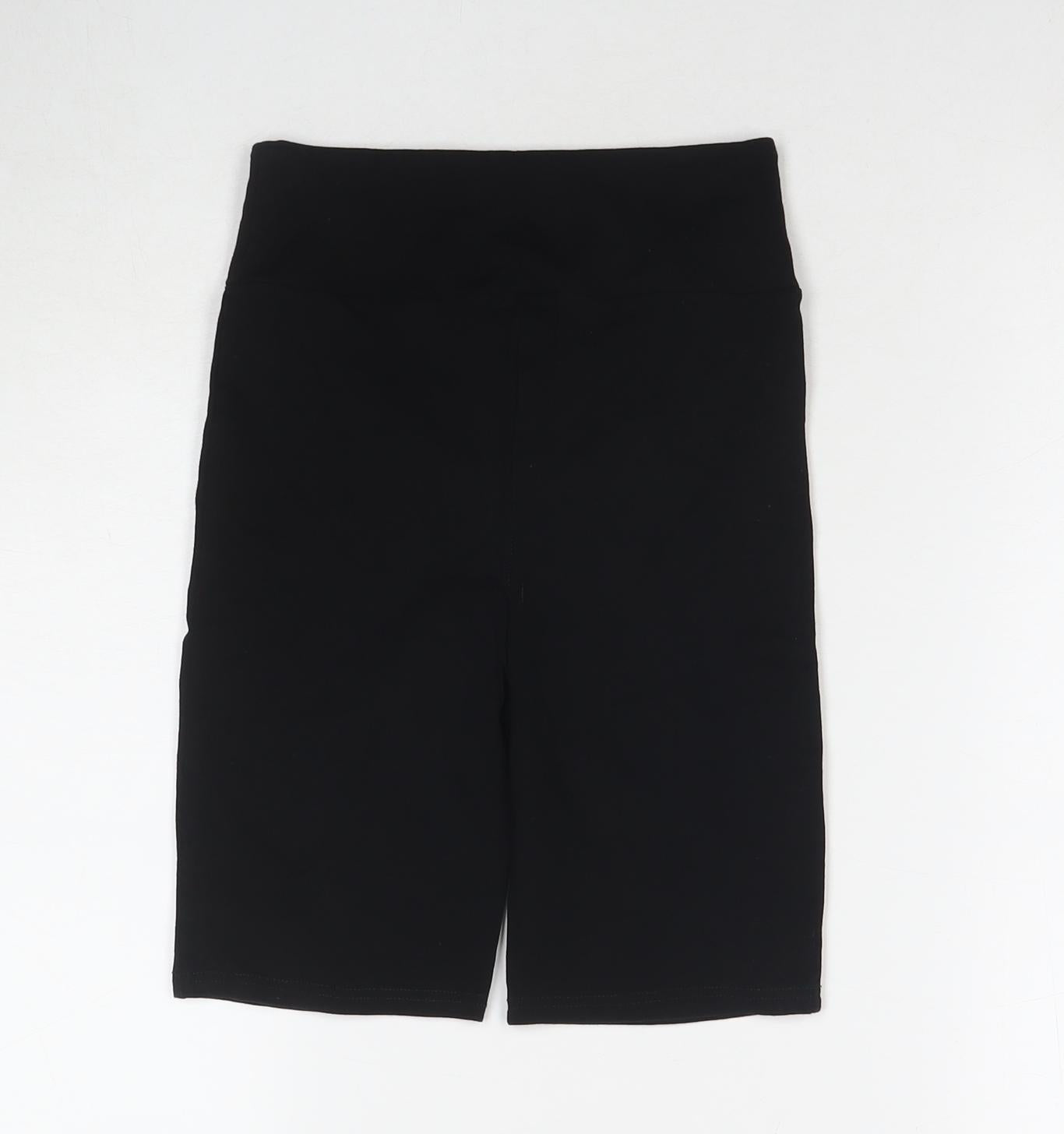 River Island Womens Black Cotton Basic Shorts Size 8 L6 in Regular Zip - Compression Leggings Shorts