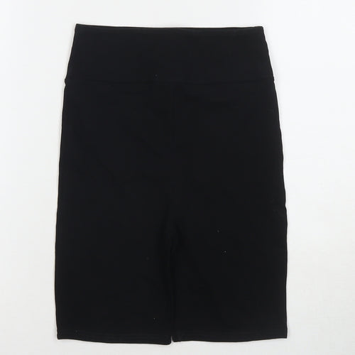 River Island Womens Black Cotton Basic Shorts Size 8 L6 in Regular Zip - Compression Leggings Shorts