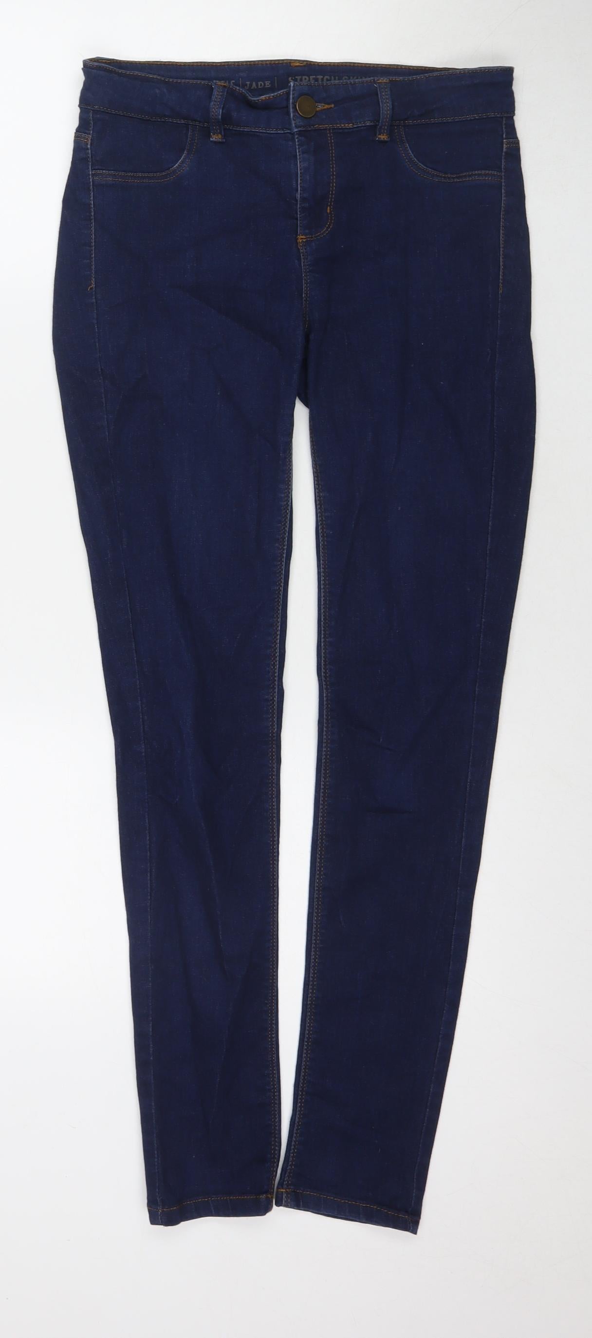 Oasis Womens Blue Cotton Skinny Jeans Size 12 L29 in Regular Zip