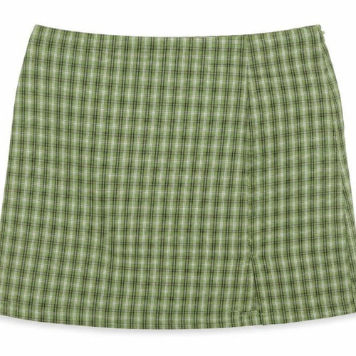 Princess Polly Womens Green Check Cotton Mini Skirt Size 6 Zip