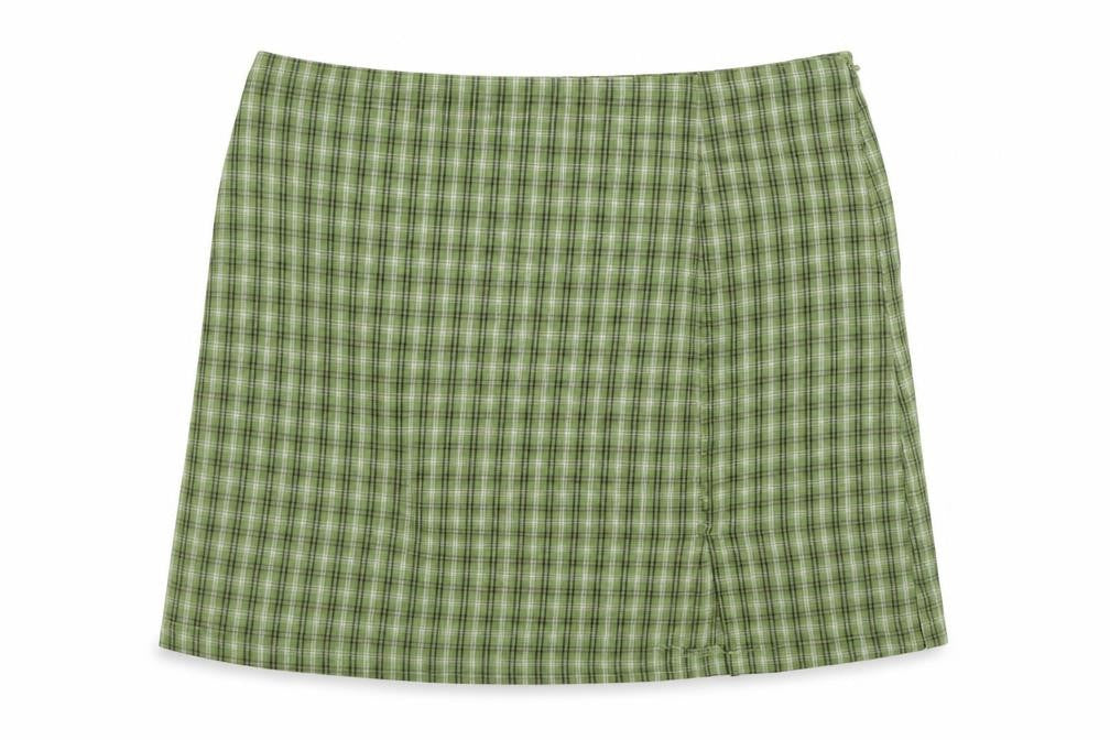 Princess Polly Womens Green Check Cotton Mini Skirt Size 6 Zip