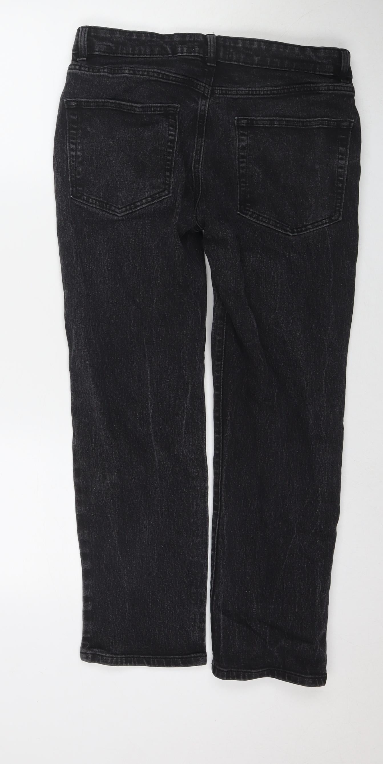 Matalan Mens Black Cotton Straight Jeans Size 34 in L26 in Regular Zip