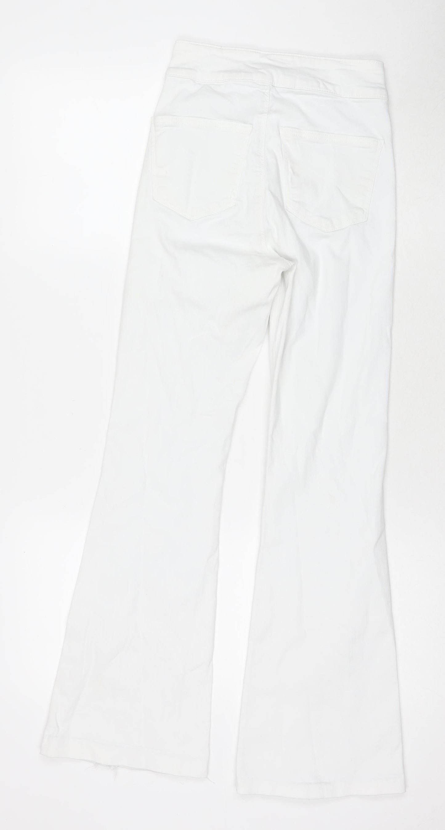 Topshop Womens White Cotton Flared Jeans Size 28 in L32 in Regular Zip