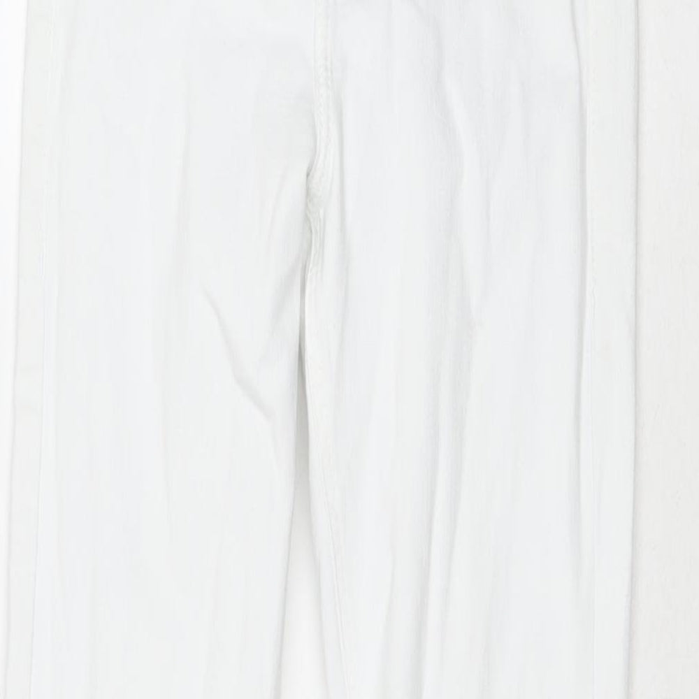 Topshop Womens White Cotton Flared Jeans Size 28 in L32 in Regular Zip