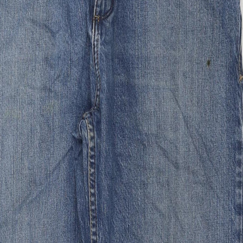 Marks and Spencer Womens Blue Cotton Straight Jeans Size 34 in L29 in Regular Zip
