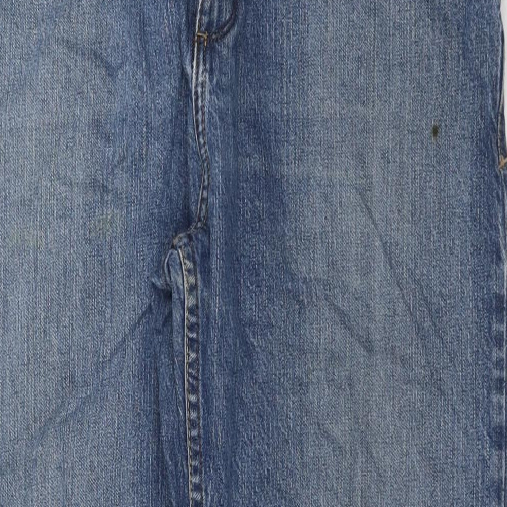 Marks and Spencer Womens Blue Cotton Straight Jeans Size 34 in L29 in Regular Zip