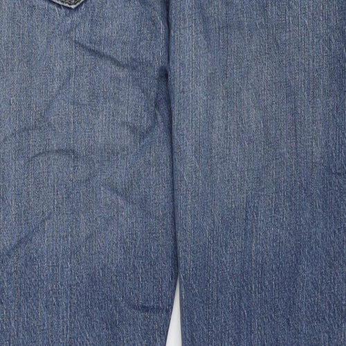 Marks and Spencer Womens Blue Cotton Straight Jeans Size 34 in L29 in Regular Zip