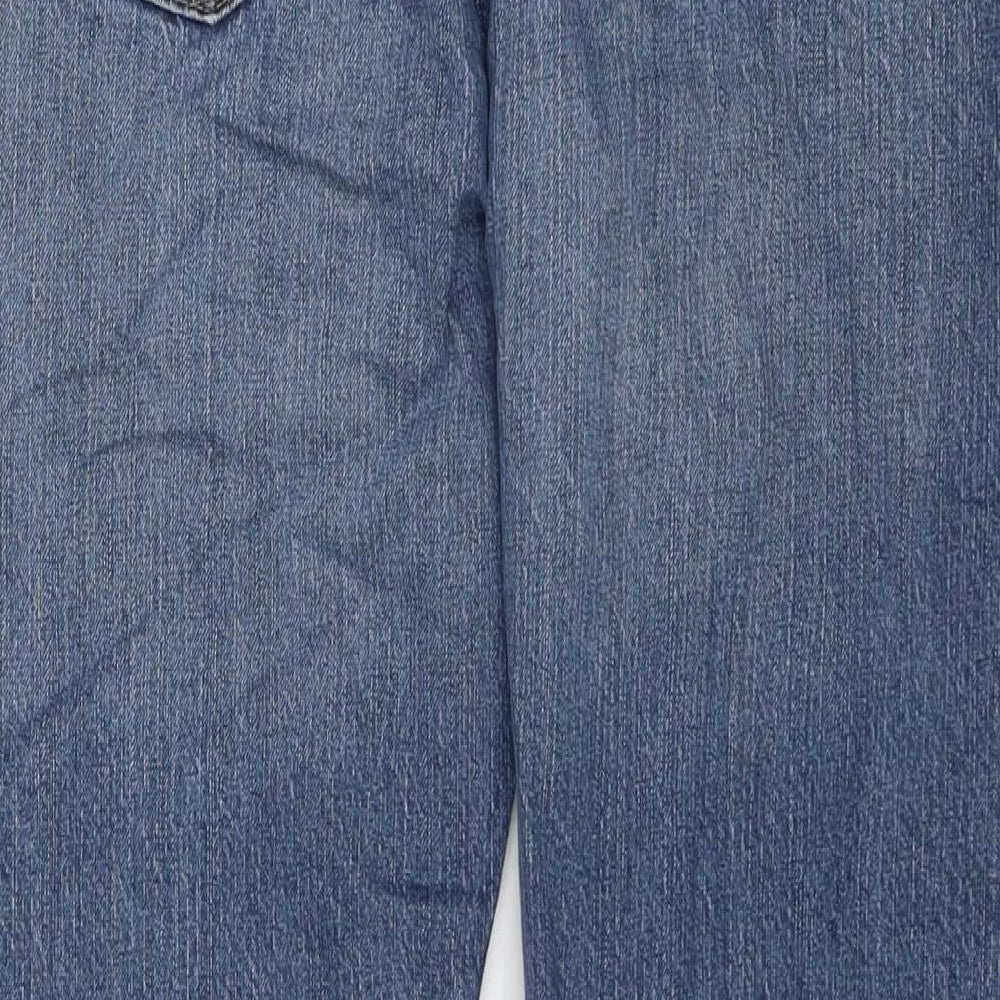 Marks and Spencer Womens Blue Cotton Straight Jeans Size 34 in L29 in Regular Zip