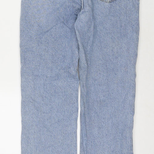Zara Womens Blue Cotton Straight Jeans Size 6 L29 in Regular Zip