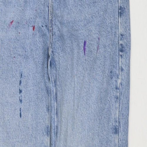 Zara Womens Blue Cotton Straight Jeans Size 6 L29 in Regular Zip