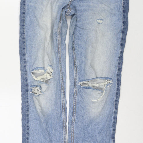 H&M Womens Blue Cotton Straight Jeans Size 6 L29 in Regular Zip