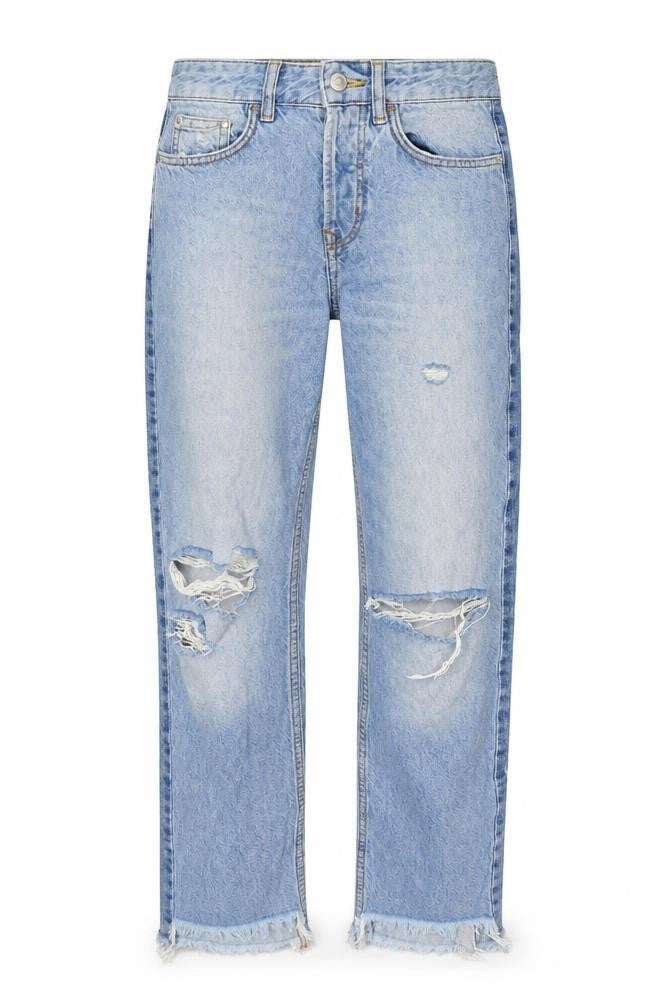 H&M Womens Blue Cotton Straight Jeans Size 6 L29 in Regular Zip