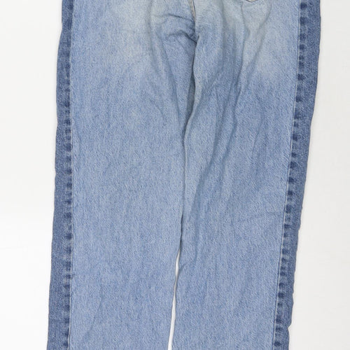 H&M Womens Blue Cotton Straight Jeans Size 6 L29 in Regular Zip