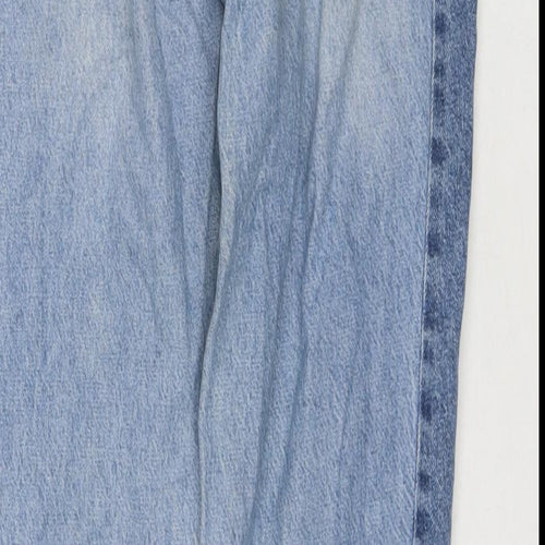 H&M Womens Blue Cotton Straight Jeans Size 6 L29 in Regular Zip