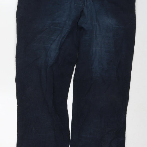 Marks and Spencer Mens Blue Cotton Trousers Size 34 in L29 in Regular Zip