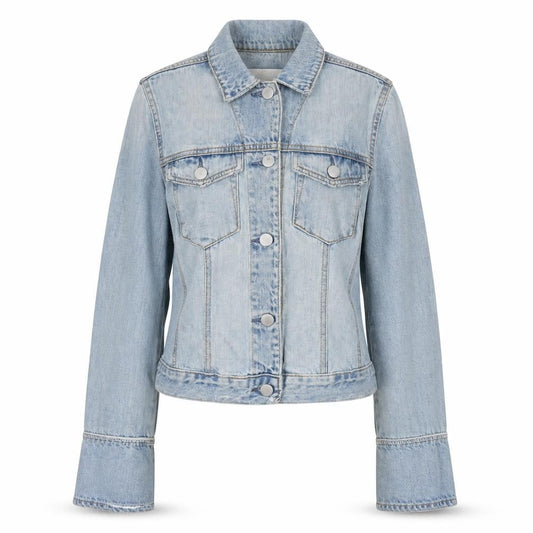 Front view of Nobody women’s blue jacket, size S, button
