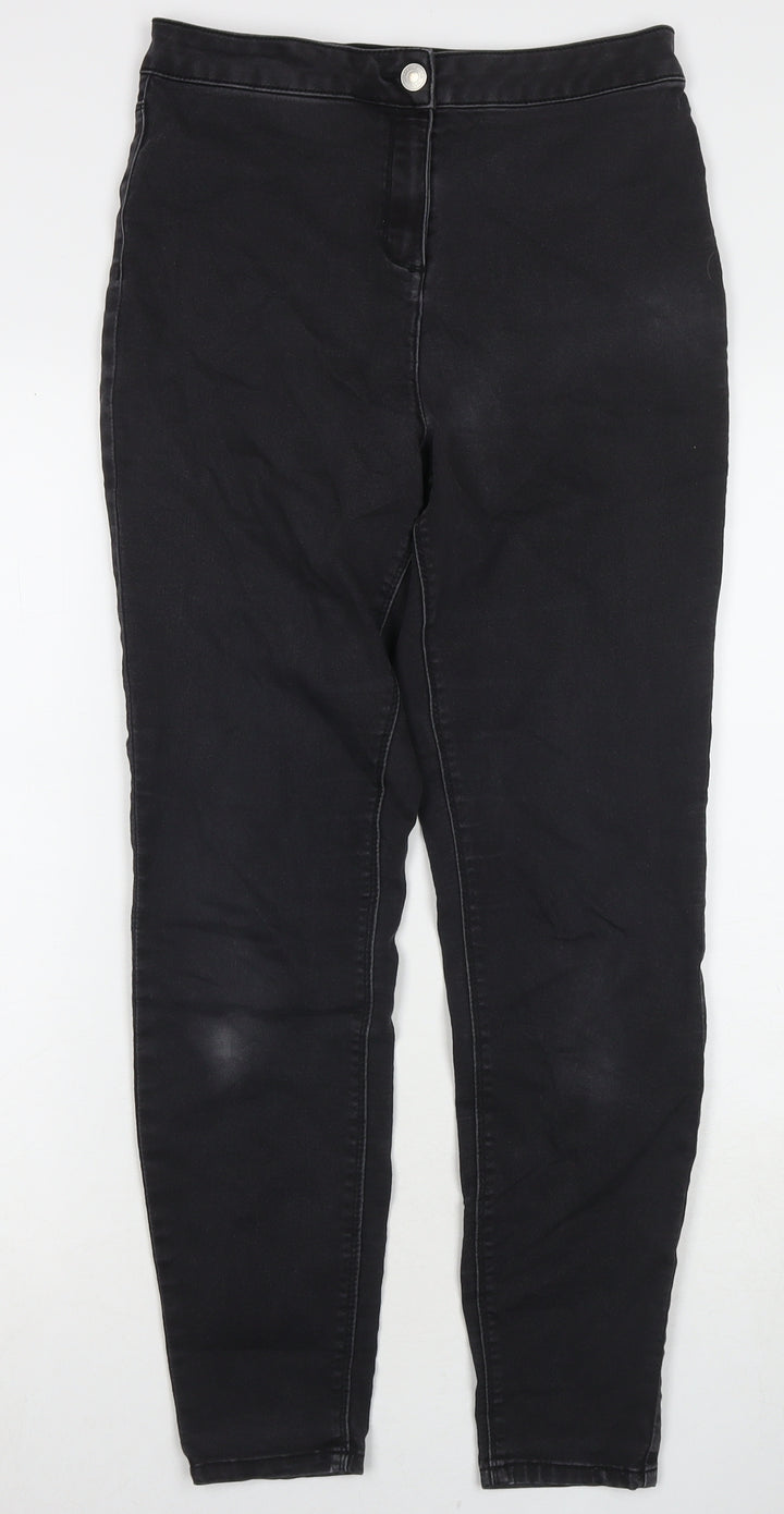 Papaya Womens Black Cotton Skinny Jeans Size 12 L27 in Regular Zip