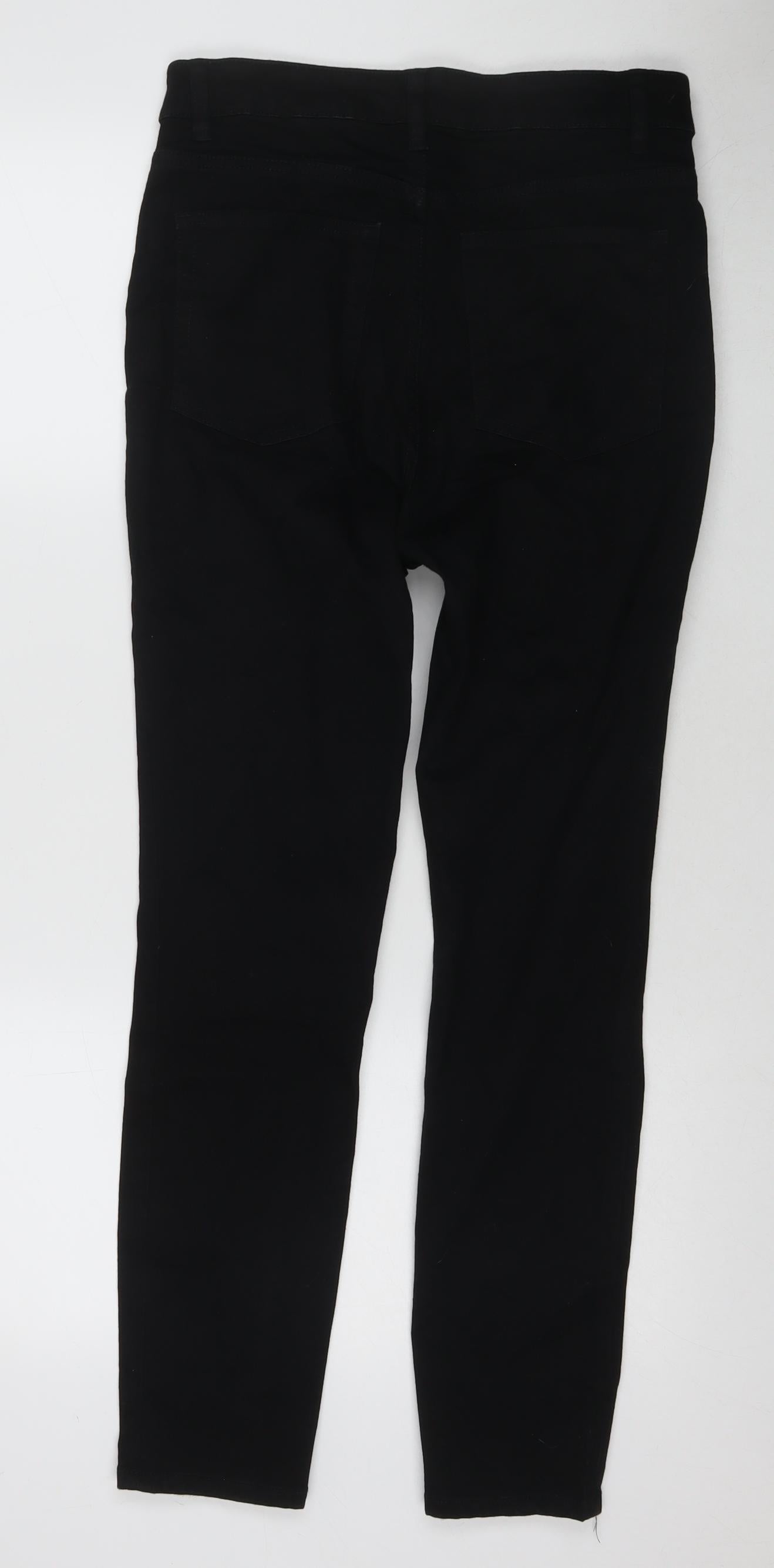 H&M Womens Black Cotton Skinny Jeans Size 14 L28 in Regular Zip