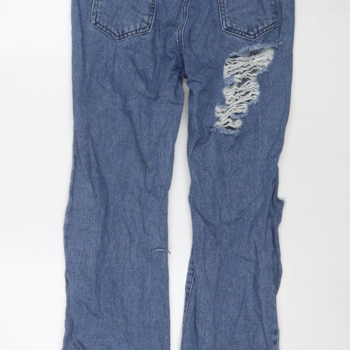PRETTYLITTLETHING Womens Blue Cotton Mom Jeans Size 8 L29 in Regular Zip