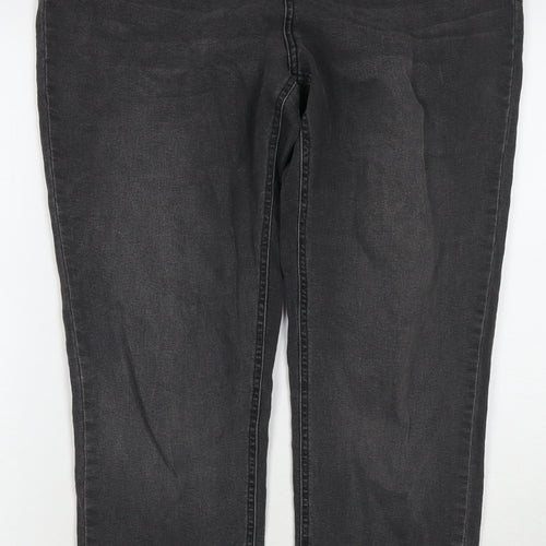 Nutmeg Womens Black Cotton Straight Jeans Size 14 L28 in Regular Zip