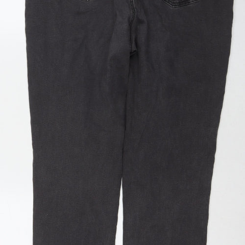 Nutmeg Womens Black Cotton Straight Jeans Size 14 L28 in Regular Zip