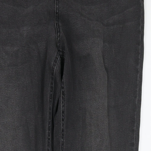 Nutmeg Womens Black Cotton Straight Jeans Size 14 L28 in Regular Zip