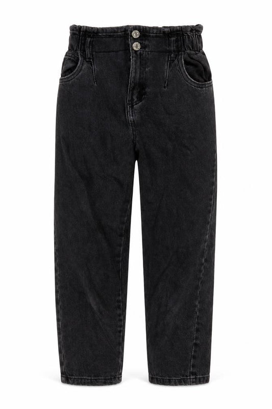 Zara Girls Black Polyester Blend Straight Jeans Size 11-12 Years L23 in Regular Zip