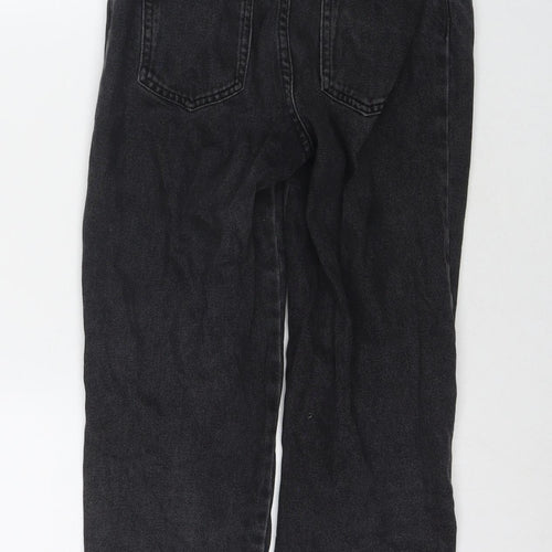 Zara Girls Black Polyester Blend Straight Jeans Size 11-12 Years L23 in Regular Zip