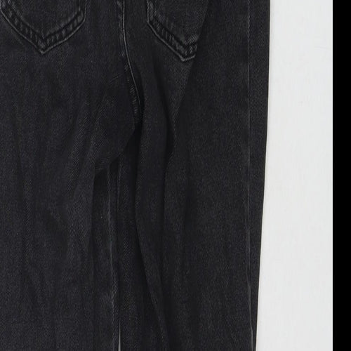 Zara Girls Black Polyester Blend Straight Jeans Size 11-12 Years L23 in Regular Zip