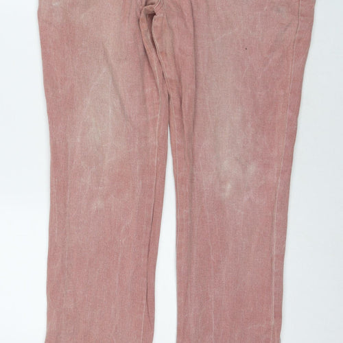 Villain Mens Pink Cotton Straight Jeans Size 36 in L33 in Regular Zip