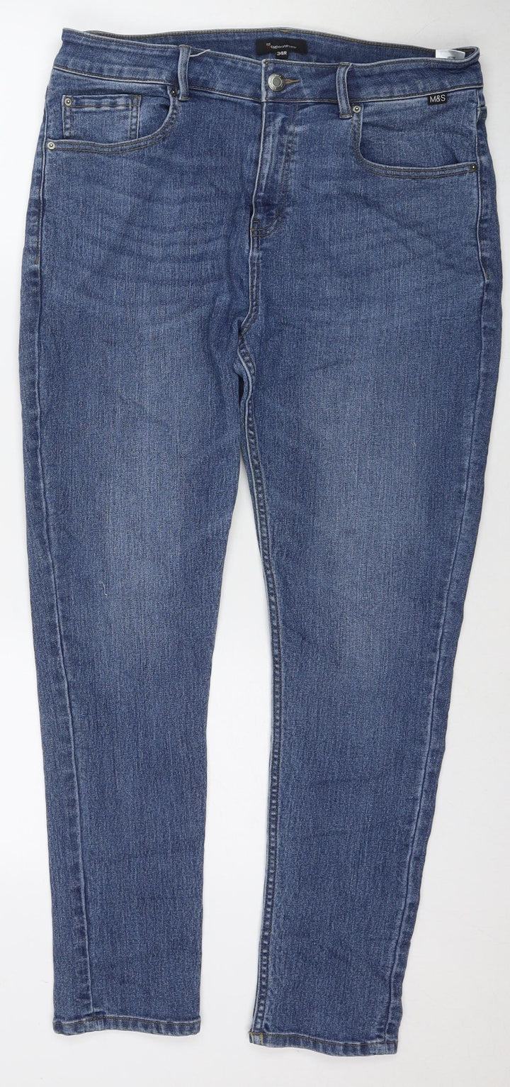 Corporatewear Womens Blue Cotton Skinny Jeans Size 34 in L28 in Regular Zip