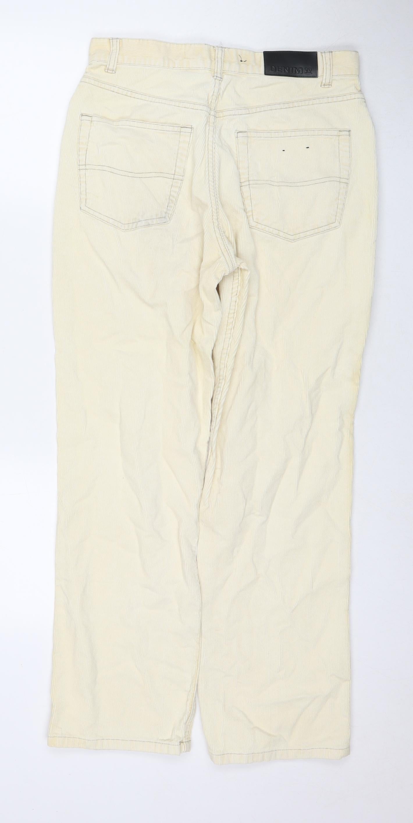 Denim & Co. Mens Beige Cotton Trousers Size 32 in L30 in Regular Zip