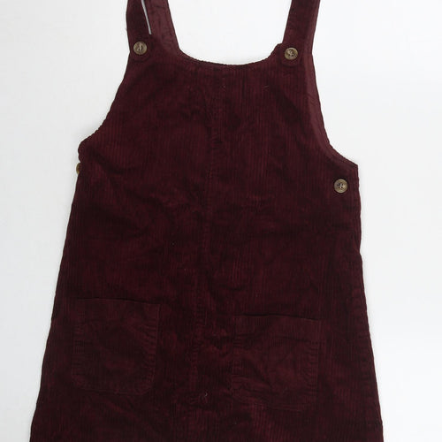 Nutmeg Girls Red Cotton Tank Dress Size 10-11 Years Round Neck Button