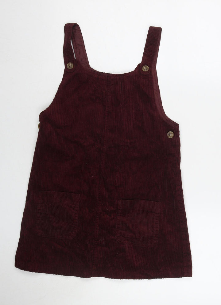 Nutmeg Girls Red Cotton Tank Dress Size 10-11 Years Round Neck Button