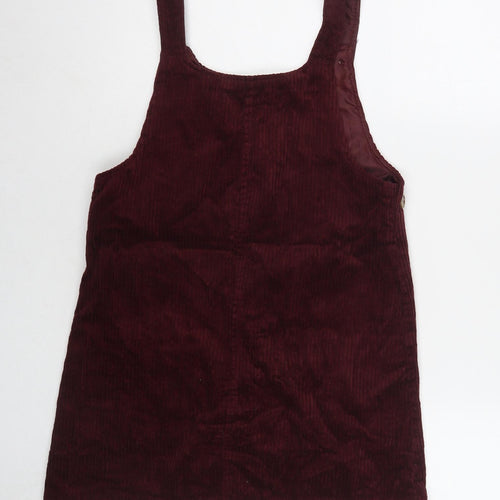 Nutmeg Girls Red Cotton Tank Dress Size 10-11 Years Round Neck Button