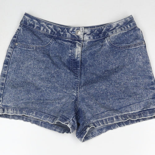 Papaya Womens Blue Cotton Hot Pants Shorts Size 10 L3 in Regular Zip