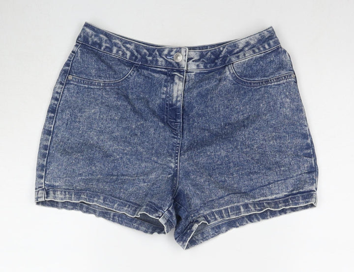 Papaya Womens Blue Cotton Hot Pants Shorts Size 10 L3 in Regular Zip