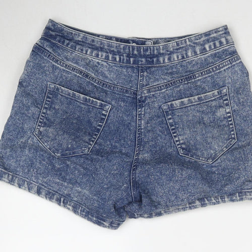 Papaya Womens Blue Cotton Hot Pants Shorts Size 10 L3 in Regular Zip