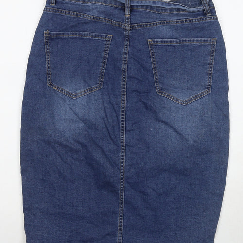My Bestiny Womens Blue Cotton Straight & Pencil Skirt Size XL Button