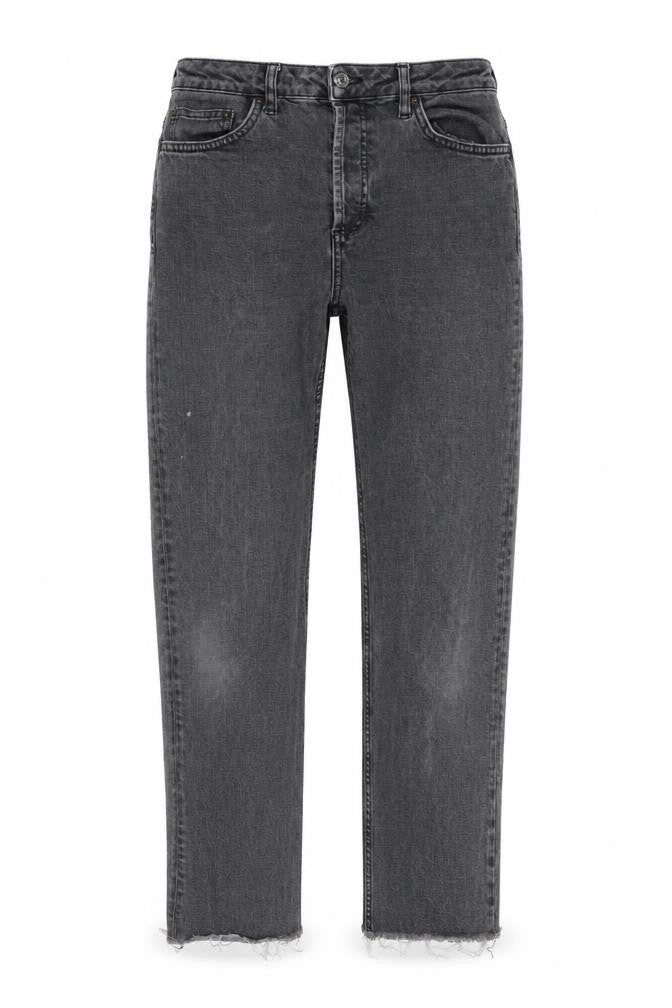 Topshop Womens Grey Cotton Cropped Jeans Size 30 L32 in Regular Zip