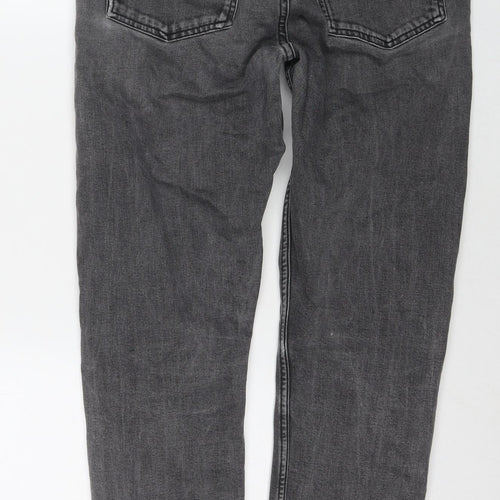 Topshop Womens Grey Cotton Cropped Jeans Size 30 L32 in Regular Zip