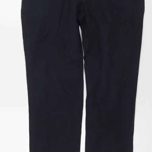 Thomas Mayes Mens Blue Cotton Trousers Size 34 in L31 in Regular Zip