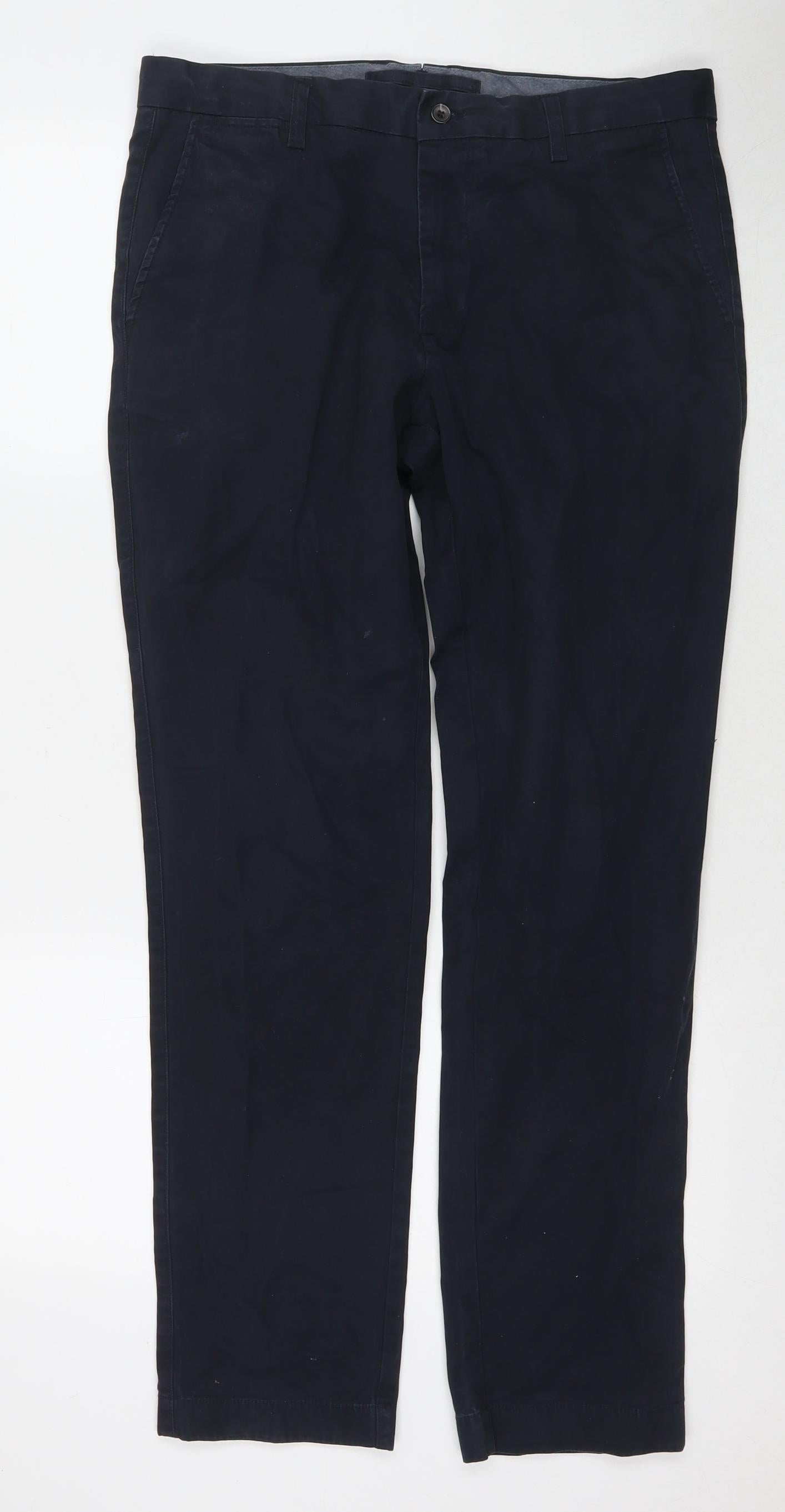 Thomas Mayes Mens Blue Cotton Trousers Size 34 in L31 in Regular Zip