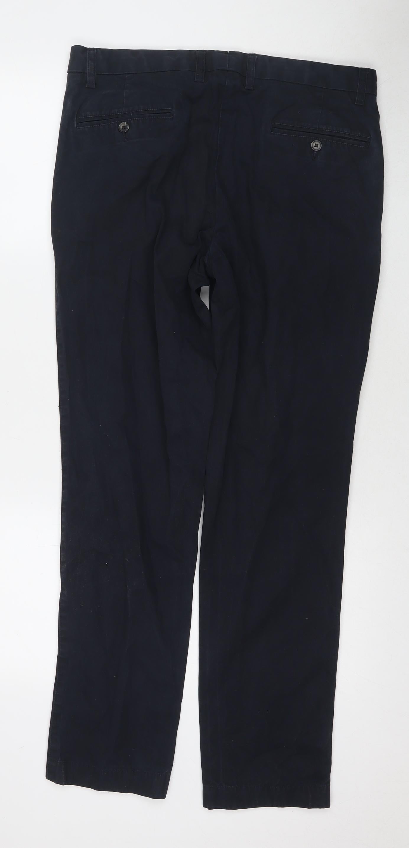 Thomas Mayes Mens Blue Cotton Trousers Size 34 in L31 in Regular Zip