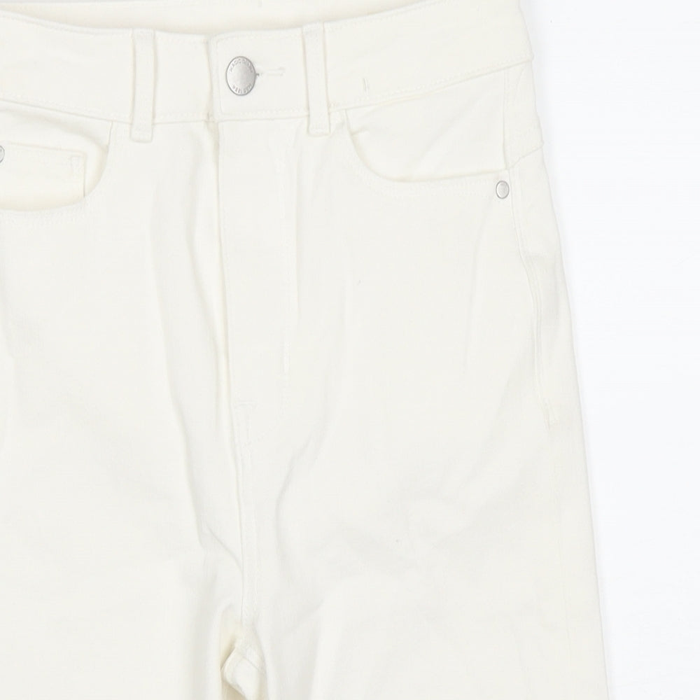 Marks and Spencer Womens White Cotton Boyfriend Shorts Size 8 L12 in Regular Zip