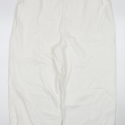 Marks and Spencer Womens White Cotton Cropped Jeans Size 18 L21 in Regular Zip - Short
