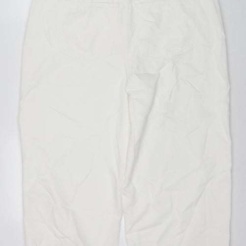 Marks and Spencer Womens White Cotton Cropped Jeans Size 18 L21 in Regular Zip - Short