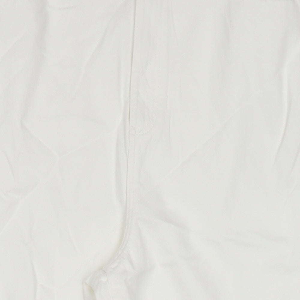 Marks and Spencer Womens White Cotton Cropped Jeans Size 18 L21 in Regular Zip - Short
